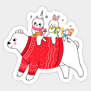 Winter Polar Bear Cartoon Sticker